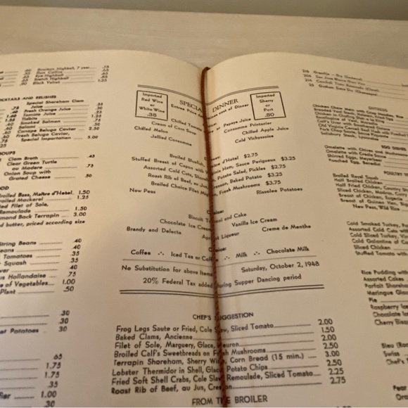 The Shoreham’s Palladian Room Menu Washington DC Vintage 1940-1950 Acceptable - Picture 8 of 9